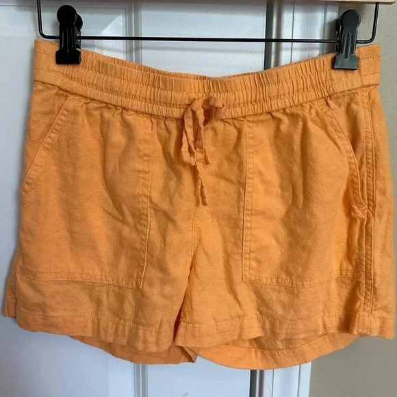 J Crew Linen Blend Cantaloupe Colored Drawstring Shorts - Picture 3 of 5